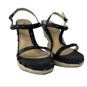 Charlotte Russe | Madison Wedge Heels Black & Tan Size 9 Sandals​​​​